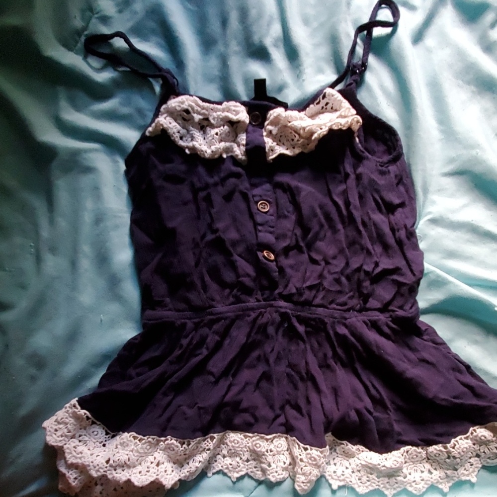 Navy Blue ruffled tank